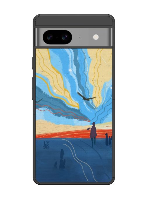 Minimal Abstract Landscape Glossy Metal Phone Cover for Google Pixel 8 Zapvi