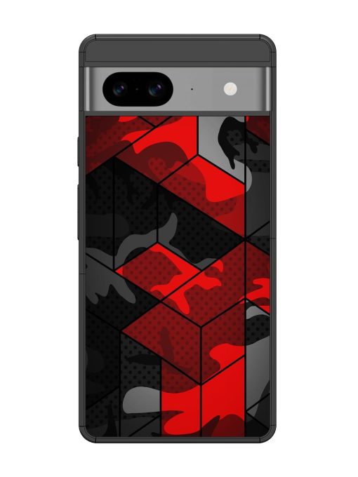 Royal Red Camouflage Pattern Glossy Metal Phone Cover for Google Pixel 8 Zapvi