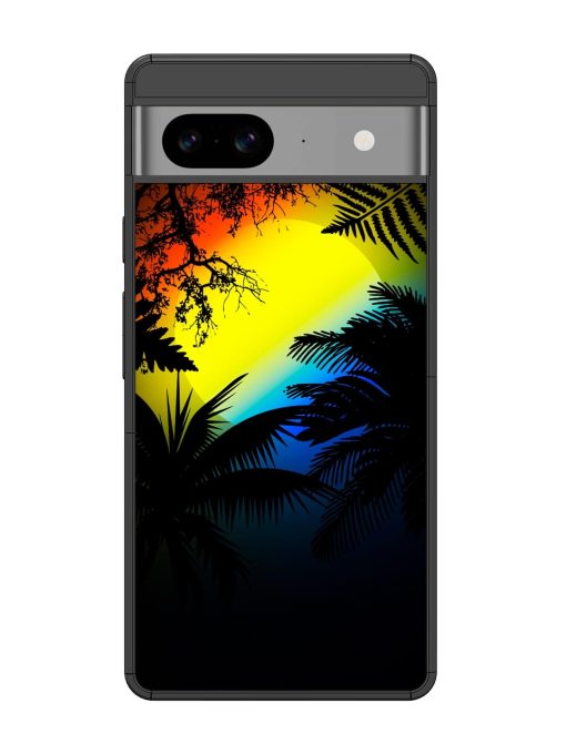 Colorful Sunset With Palm Trees Glossy Metal Phone Cover for Google Pixel 8