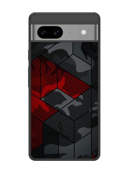 Red And Grey Pattern Glossy Metal Phone Cover for Google Pixel 8