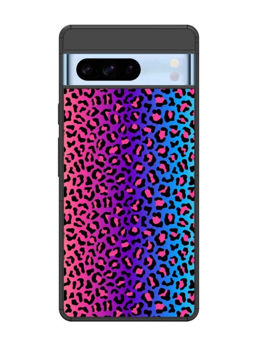 Colorful Leopard Seamless Glossy Metal Phone Cover for Google Pixel 8 Pro