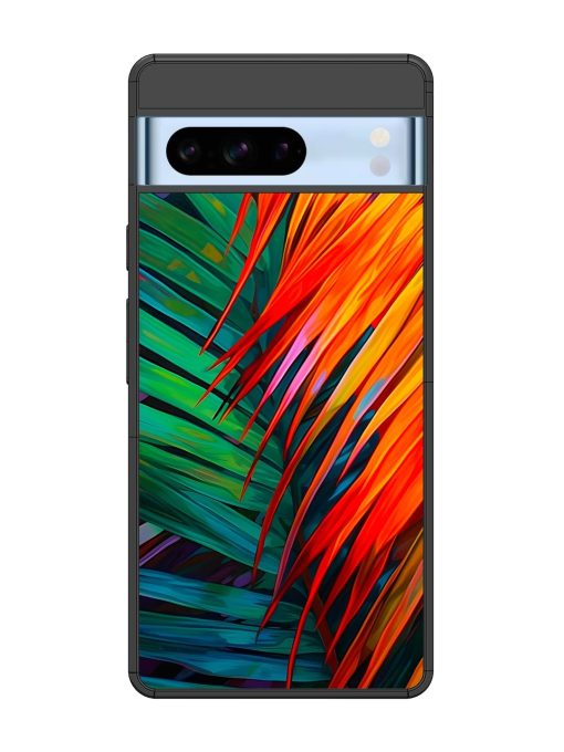 Painted Tropical Leaves Glossy Metal Phone Cover for Google Pixel 8 Pro Zapvi