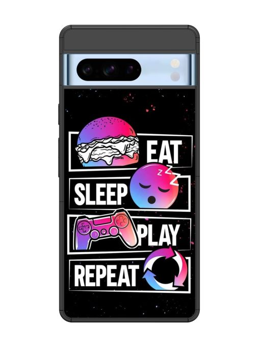 Eat Sleep Play Repeat Glossy Metal Phone Cover for Google Pixel 8 Pro