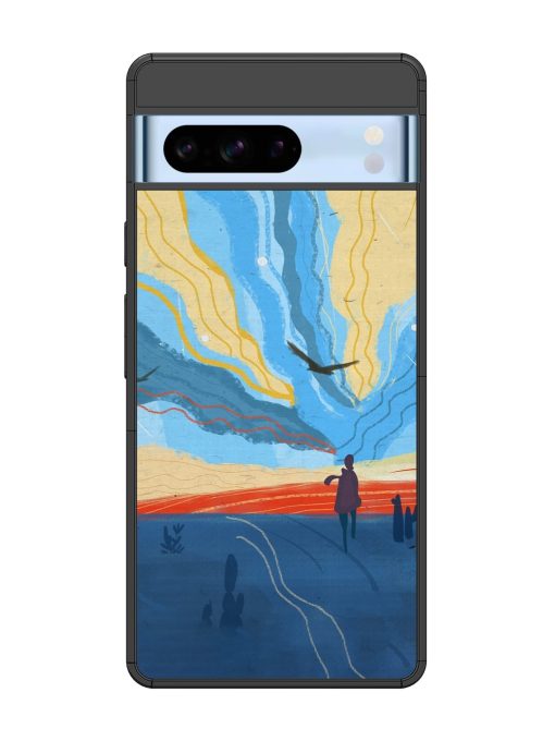 Minimal Abstract Landscape Glossy Metal Phone Cover for Google Pixel 8 Pro