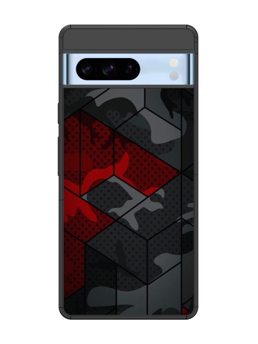 Red And Grey Pattern Glossy Metal Phone Cover for Google Pixel 8 Pro Zapvi