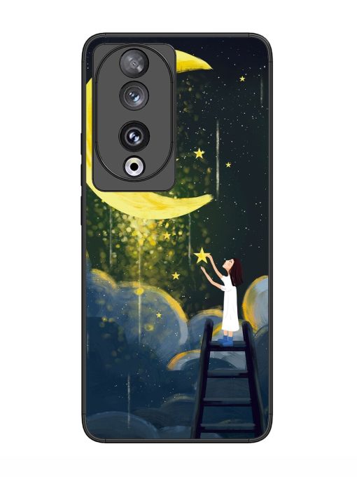 Moonlight Healing Night Illustration Glossy Metal TPU Phone Cover for Honor 90