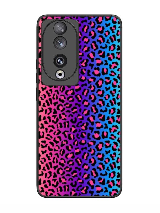 Colorful Leopard Seamless Glossy Metal Phone Cover for Honor 90 Zapvi