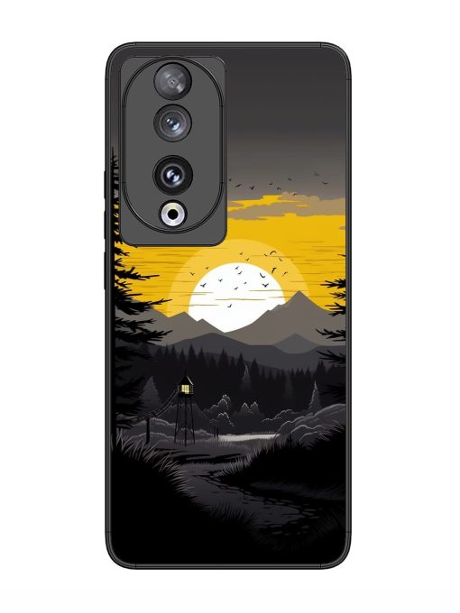 Sunset Vector Glossy Metal Phone Cover for Honor 90 Zapvi