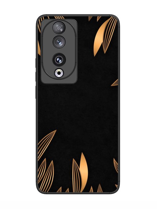 Golden Leaf Pattern Glossy Metal Phone Cover for Honor 90 Zapvi