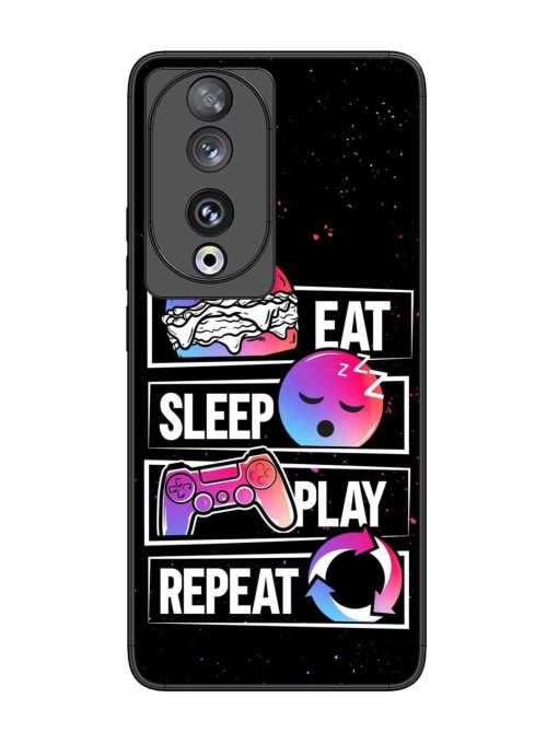 Eat Sleep Play Repeat Glossy Metal Phone Cover for Honor 90 Zapvi