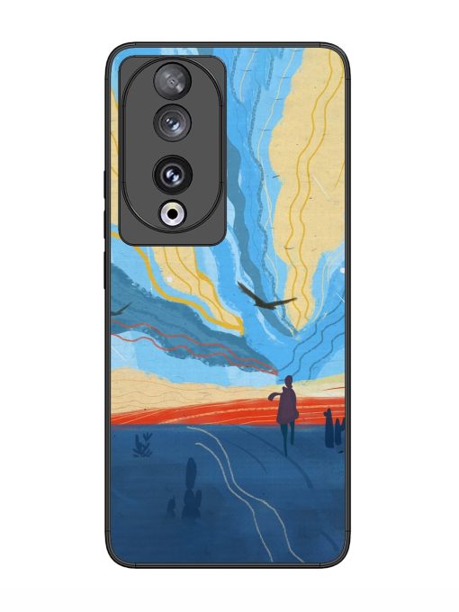 Minimal Abstract Landscape Glossy Metal Phone Cover for Honor 90 Zapvi