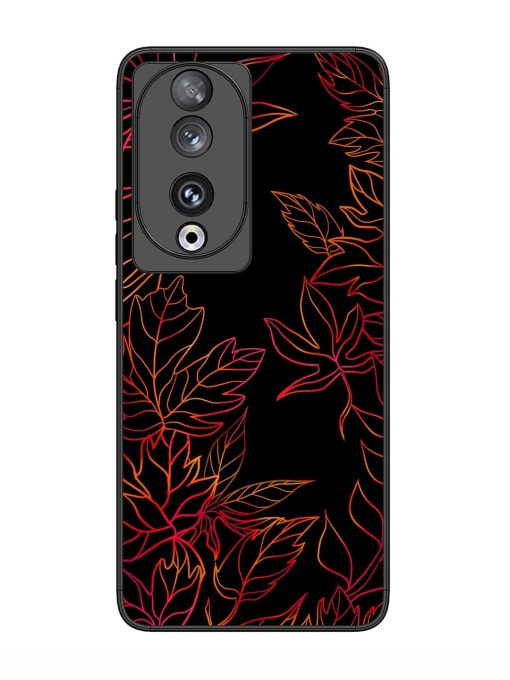 Red Floral Pattern Glossy Metal Phone Cover for Honor 90 Zapvi