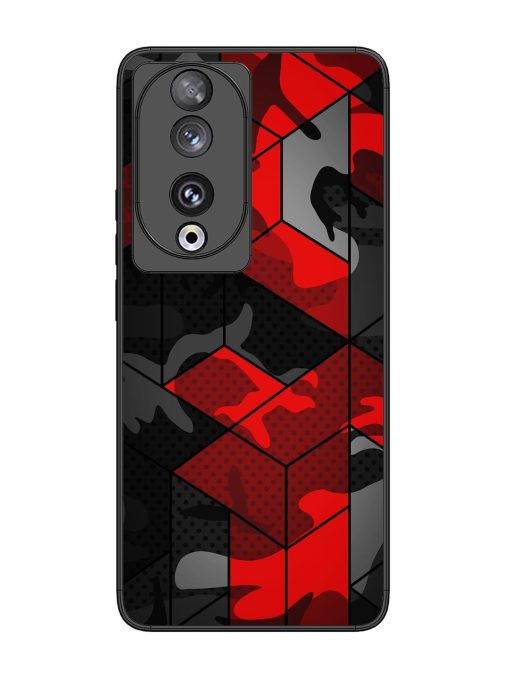 Royal Red Camouflage Pattern Glossy Metal Phone Cover for Honor 90