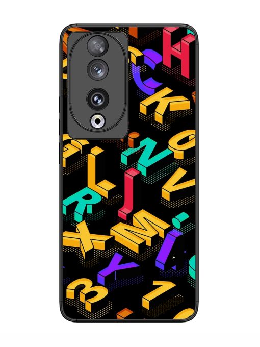 Seamless Pattern With Letters Glossy Metal Phone Cover for Honor 90