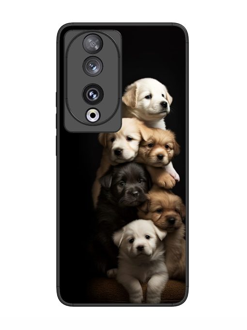 Cute Baby Dogs Glossy Metal Phone Cover for Honor 90 Zapvi