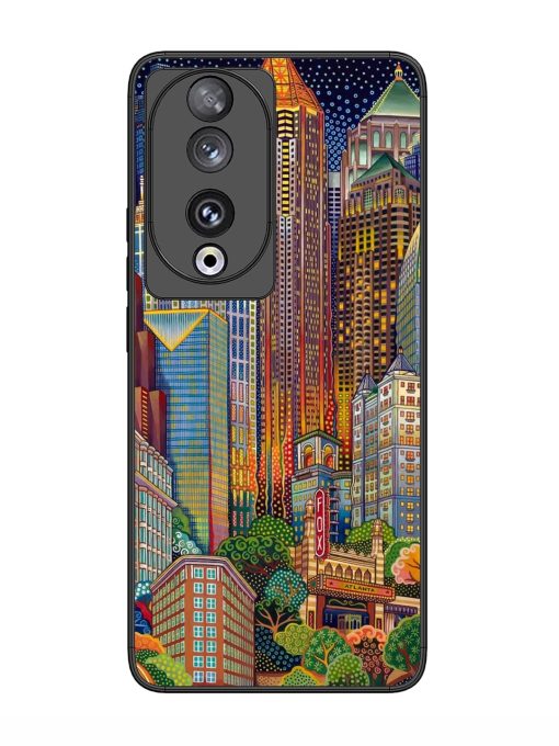 Cityscapes Art Glossy Metal Phone Cover for Honor 90 Zapvi