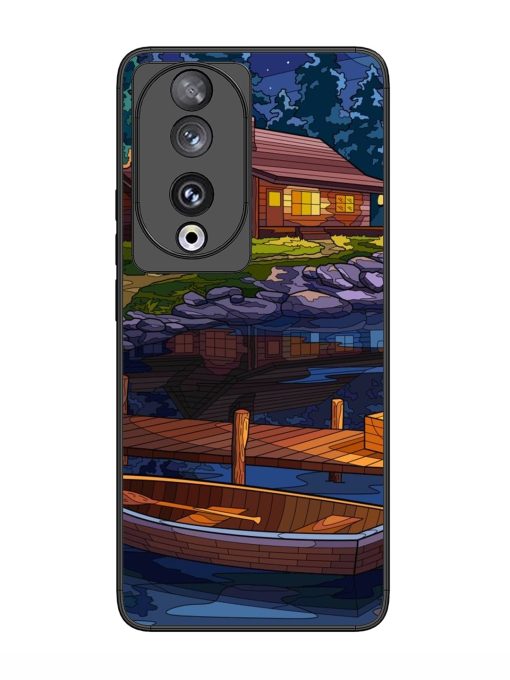 Village Night Scene Glossy Metal Phone Cover for Honor 90