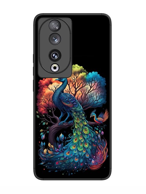 Peacock Tree Art Glossy Metal Phone Cover for Honor 90