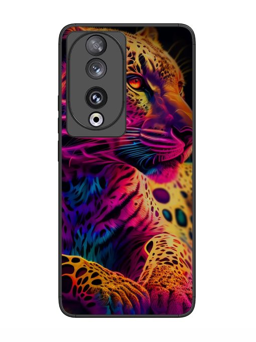 Leopard Art Glossy Metal Phone Cover for Honor 90 Zapvi