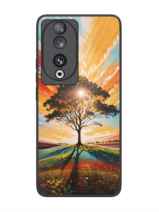 Abstract Tree Colorful Art Glossy Metal Phone Cover for Honor 90