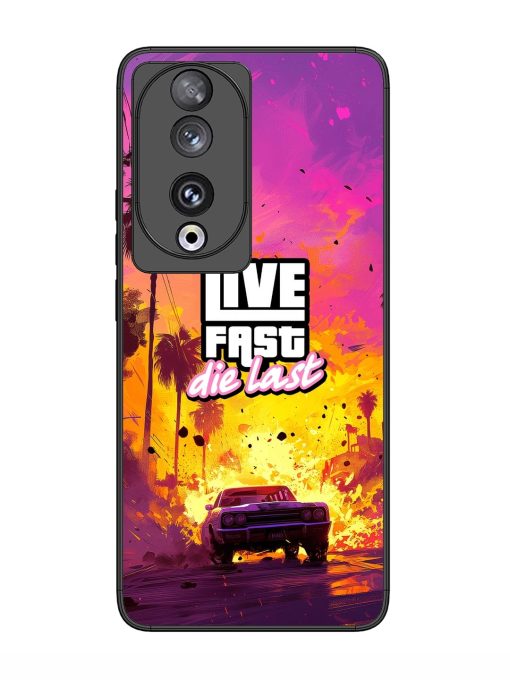 Live Fast Glossy Metal Phone Cover for Honor 90 Zapvi