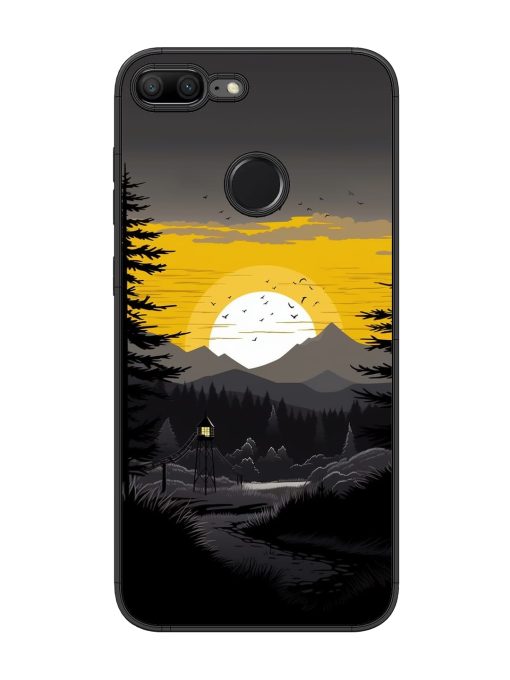 Sunset Vector Glossy Metal Phone Cover for Honor 9 Lite Zapvi