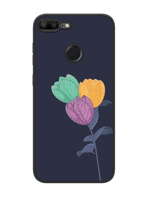 Flower Vector Glossy Metal Phone Cover for Honor 9 Lite Zapvi