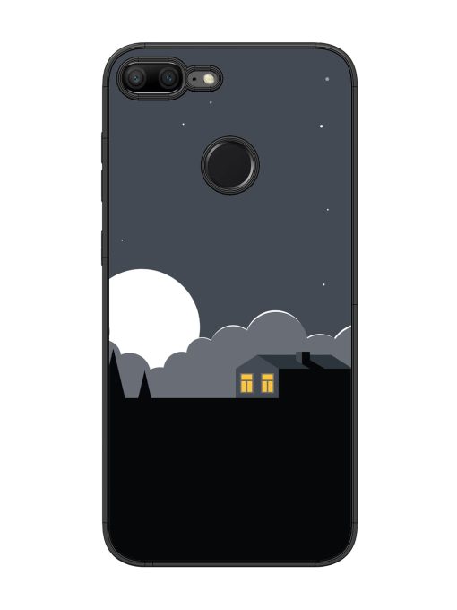 Full Moon Vector Art Glossy Metal Phone Cover for Honor 9 Lite Zapvi