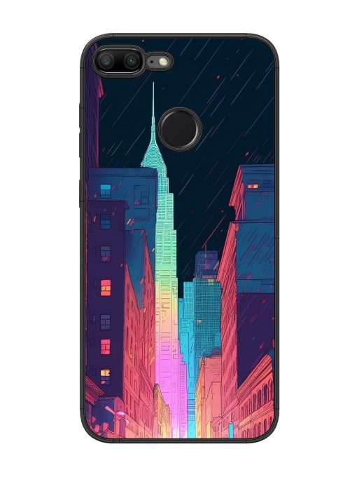 Minimal City Art Glossy Metal Phone Cover for Honor 9 Lite Zapvi