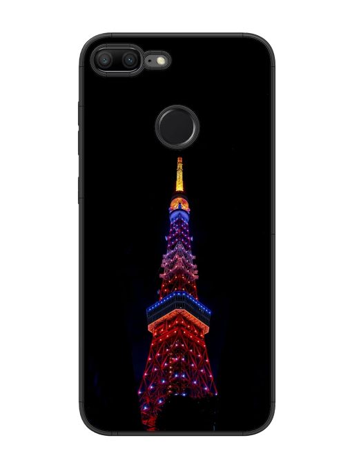 Eiffel Tower Night View Glossy Metal Phone Cover for Honor 9 Lite Zapvi