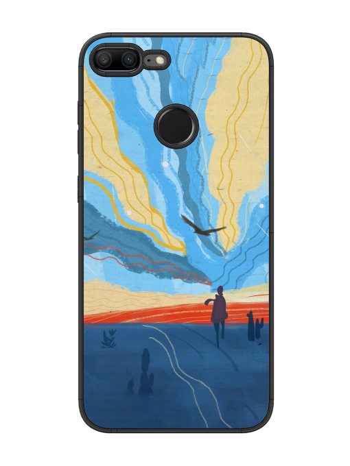 Minimal Abstract Landscape Glossy Metal Phone Cover for Honor 9 Lite Zapvi