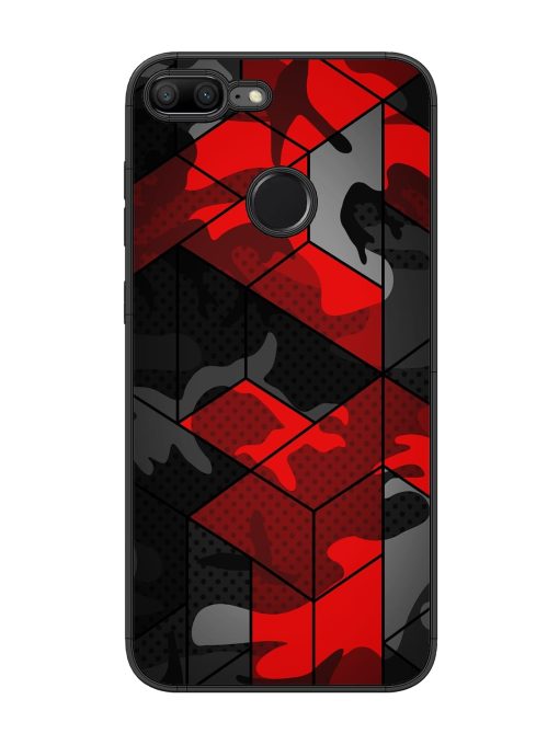 Royal Red Camouflage Pattern Glossy Metal Phone Cover for Honor 9 Lite Zapvi