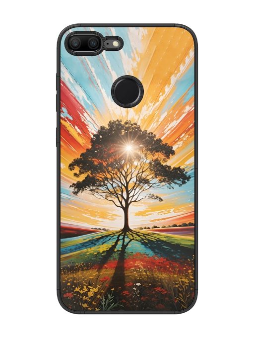 Abstract Tree Colorful Art Glossy Metal Phone Cover for Honor 9 Lite Zapvi