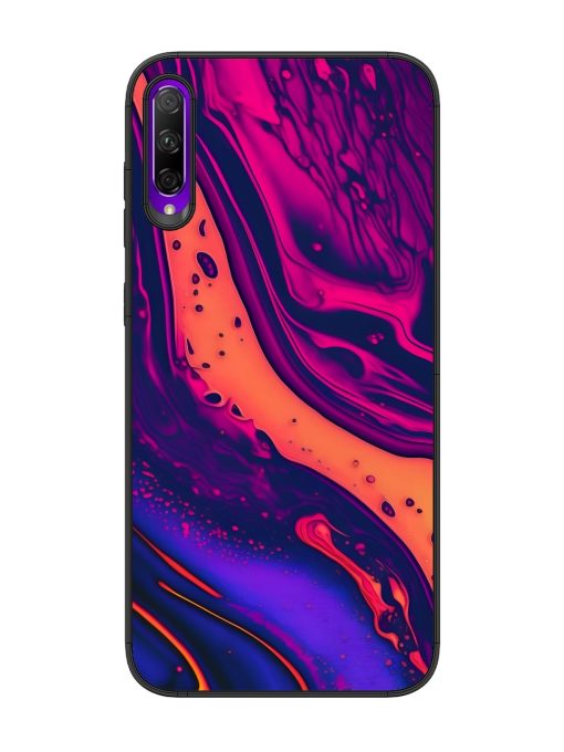 Fluid Blue Pink Art Glossy Metal Phone Cover for Honor 9X Pro