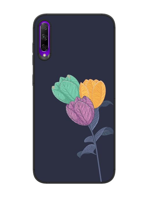 Flower Vector Glossy Metal Phone Cover for Honor 9X Pro Zapvi