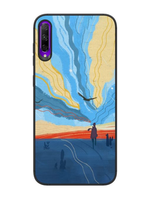 Minimal Abstract Landscape Glossy Metal Phone Cover for Honor 9X Pro Zapvi