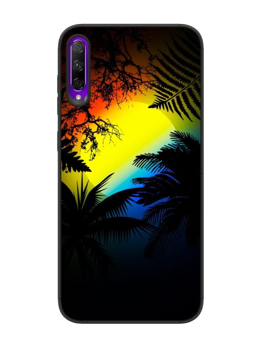 Colorful Sunset With Palm Trees Glossy Metal Phone Cover for Honor 9X Pro Zapvi