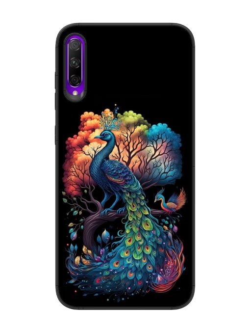 Peacock Tree Art Glossy Metal Phone Cover for Honor 9X Pro