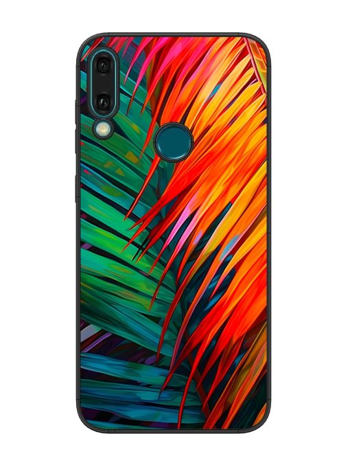 Painted Tropical Leaves Glossy Metal Phone Cover for Honor Y9 (2019) Zapvi