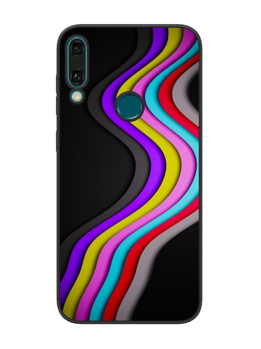 Liquid Blue Abstract Glossy Metal Phone Cover for Honor Y9 (2019) Zapvi