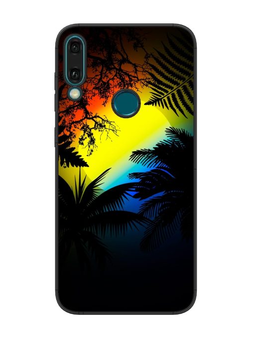 Colorful Sunset With Palm Trees Glossy Metal Phone Cover for Honor Y9 (2019) Zapvi