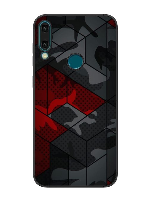 Red And Grey Pattern Glossy Metal Phone Cover for Honor Y9 (2019) Zapvi