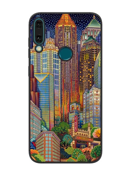 Cityscapes Art Glossy Metal Phone Cover for Honor Y9 (2019) Zapvi