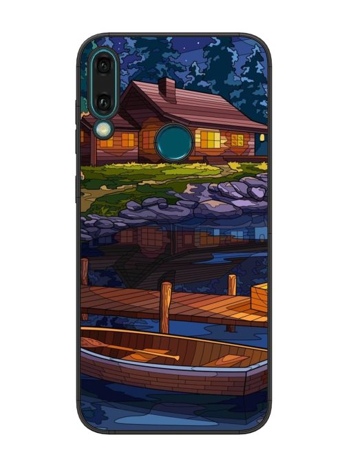 Village Night Scene Glossy Metal Phone Cover for Honor Y9 (2019) Zapvi