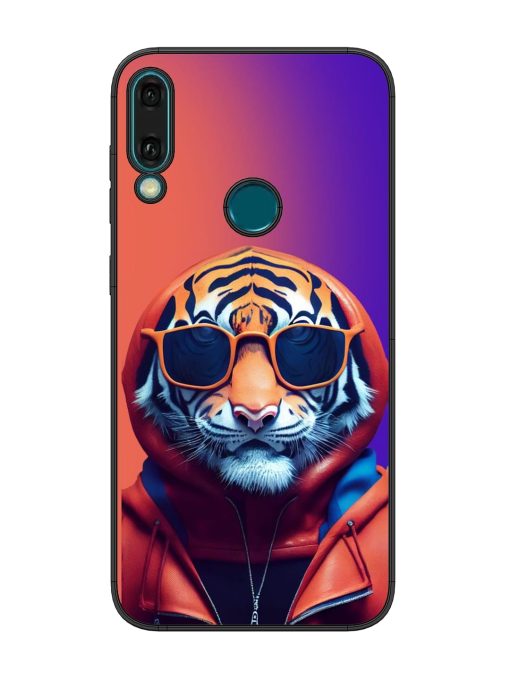 Tiger Animation Glossy Metal Phone Cover for Honor Y9 (2019) Zapvi