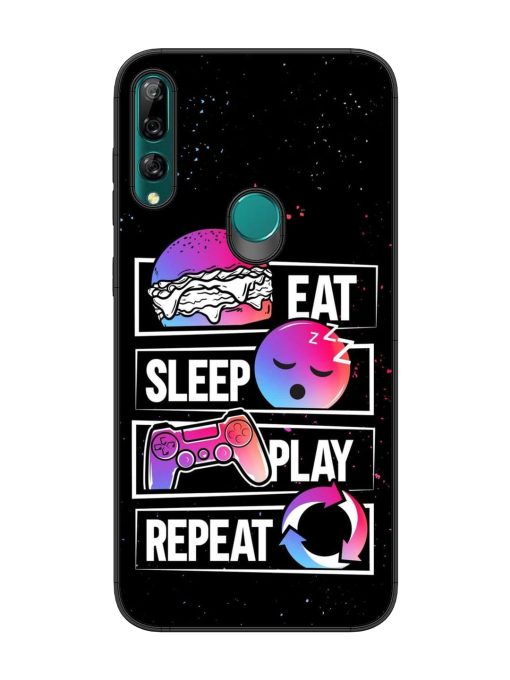 Eat Sleep Play Repeat Glossy Metal Phone Cover for Honor Y9 Prime Zapvi