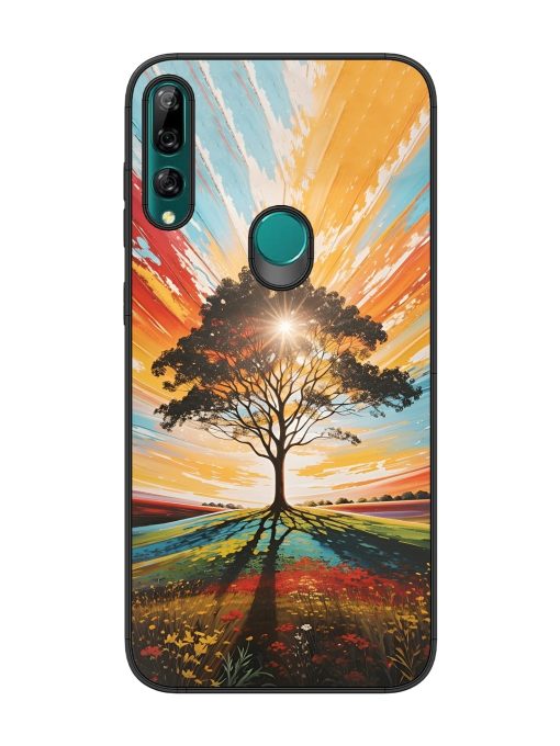 Abstract Tree Colorful Art Glossy Metal Phone Cover for Honor Y9 Prime