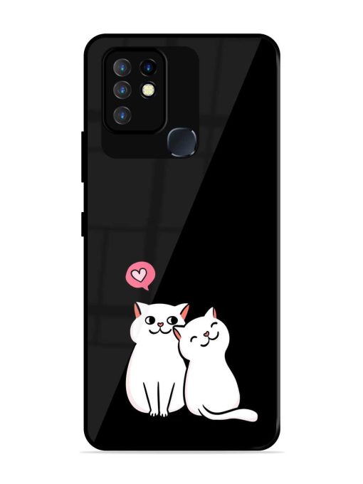 Cat Love Glossy Metal Phone Cover for Infinix Hot 10