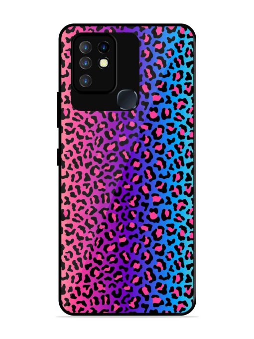 Colorful Leopard Seamless Glossy Metal Phone Cover for Infinix Hot 10