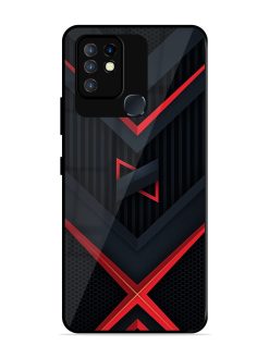 Red Gray Abstract Glossy Metal Phone Cover for Infinix Hot 10